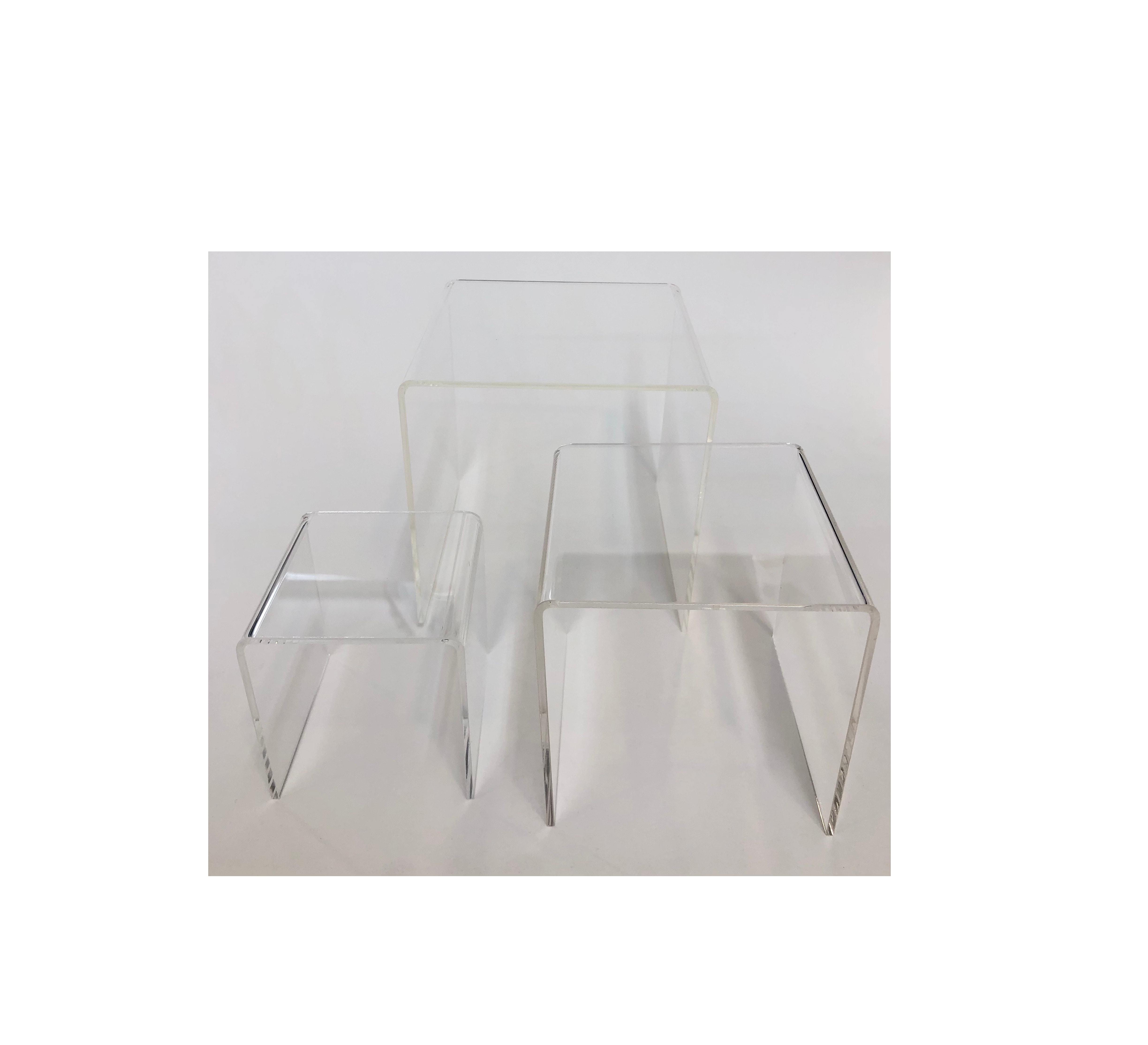 Set of 3 Acrylic Plastic Clear Riser Stand to Display 6 8 10 Fixtures Jewelry